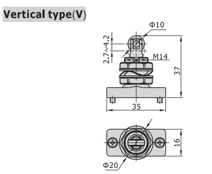 CM3V05 AIRTAC MANUAL VALVES, CM3 SERIES VERTICAL TYPE<BR>COMPACT 3 WAY 2 POSITION N.C. , M5 PORTS
